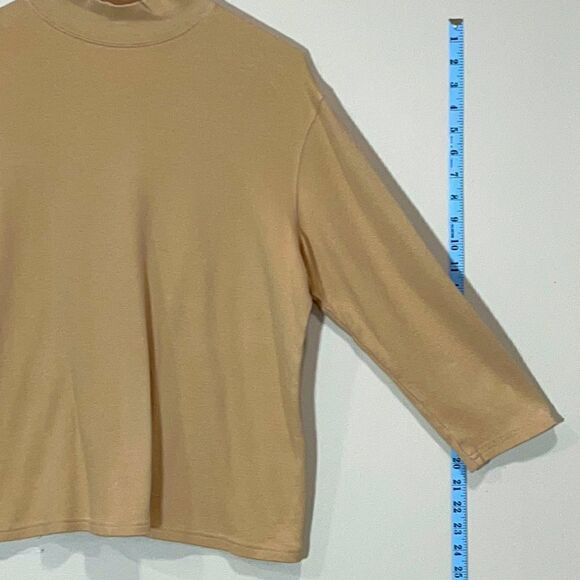 Cute Tan Long Sleeve Turtleneck Top By Studio Works. Size Small. - Picture 3 of 6